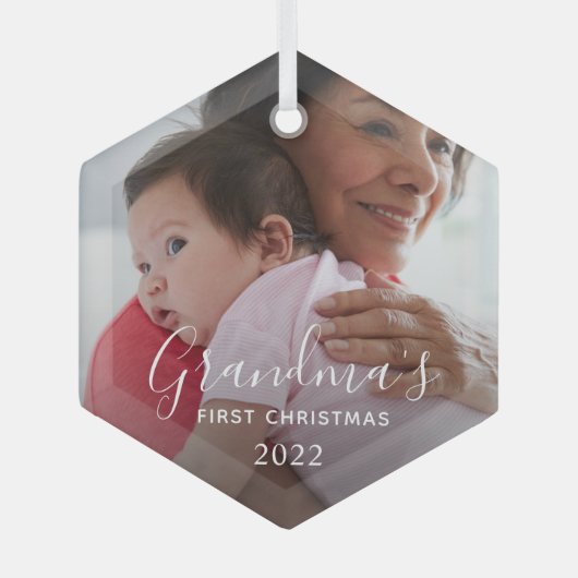 おばあちゃんの初めてのクリスマス ガラスオーナメント (正面)