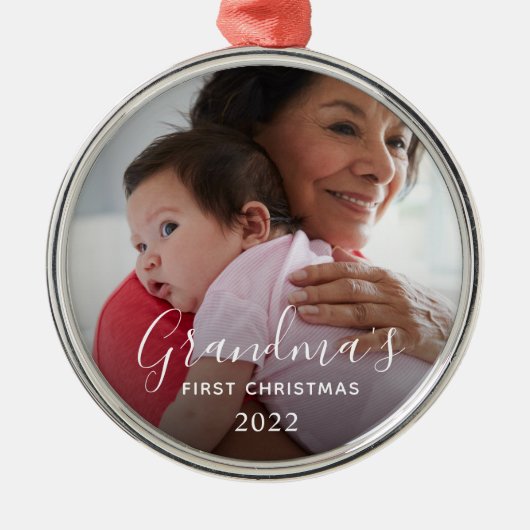 おばあちゃんの初めてのクリスマス メタルオーナメント (正面)