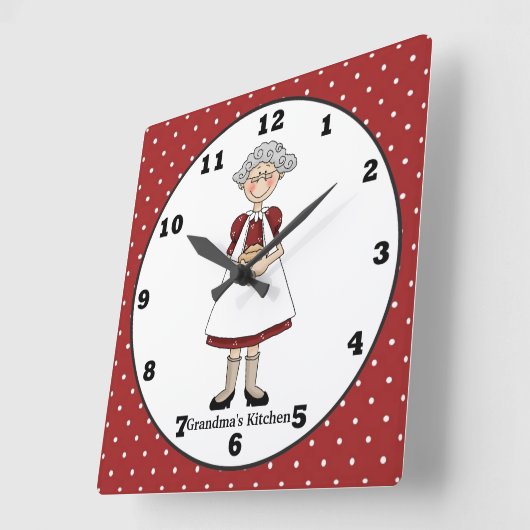 おばあちゃんの台所おもしろい時計 スクエア壁時計 (傾斜)