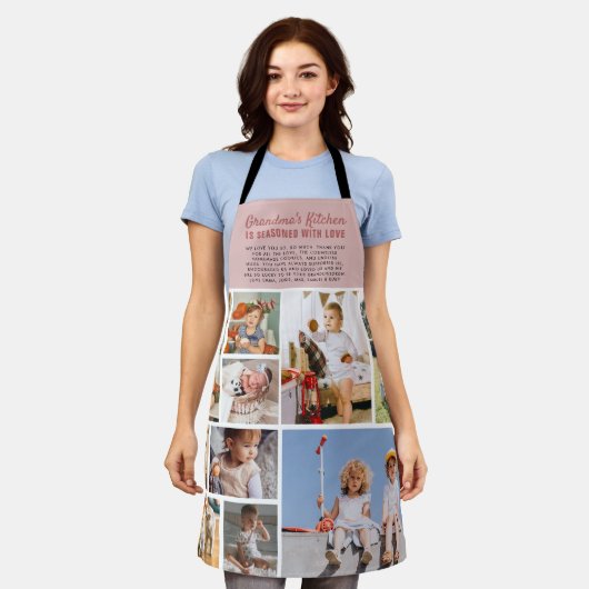 おばあちゃんの台所|カラーブロックフォトコラージュ エプロン (着用した状態)