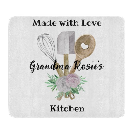 おばあちゃんの台所 |愛で作パーソナライズされたる カッティングボード (正面)