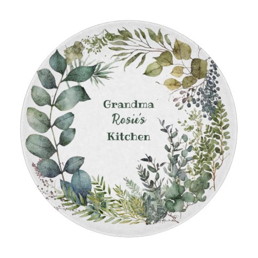 おばあちゃんの台所 |水パーソナライズされた色リース カッティングボード (正面)