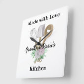 おばあちゃんの台所 | Made with Love パーソナライズされた スクエア壁時計 (傾斜)