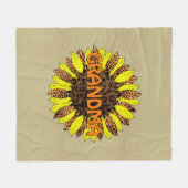 おばあちゃんの名前または文字の追加, Leopard Print Sunflower フリースブランケット (正面(横))