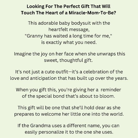 おばあちゃんの名前を変える私のために長い時間を待っていた ベビーボディスーツ