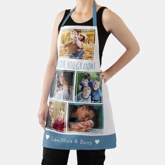 おばあちゃんの大好き5フォトブルーとホワイト エプロン (インサイチュ)