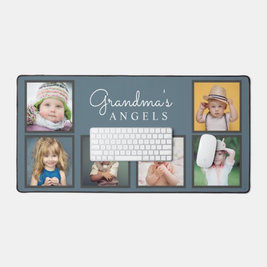 おばあちゃんの天使たち孫の写真6枚 デスクマット (キーボード&マウス)