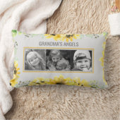 おばあちゃんの天使 ひまわり グレー 3枚の写真の名前 ランバークッション (ブランケット)