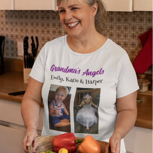 おばあちゃんの天使 |写真パーソナライズされたと名前 プラスサイズTシャツ