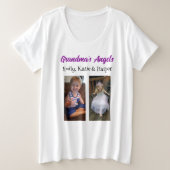 おばあちゃんの天使 |写真パーソナライズされたと名前 プラスサイズTシャツ (デザイン正面)