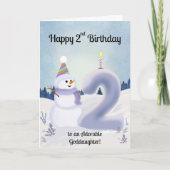 おばあちゃんの子 2歳の誕生日おめでとう 雪だるま作り カード (正面)