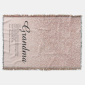 おばあちゃんの定義スクリプトバラ金ゴールドグリッター スローブランケット (正面)