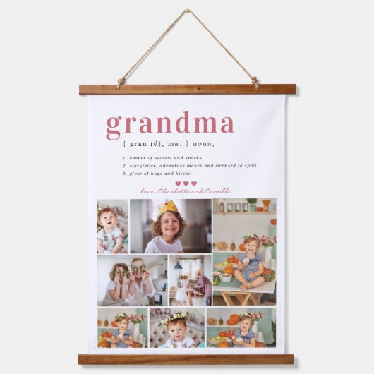 おばあちゃんの定義 | 8枚の写真をカスタマイズ 吊り下げ型タペストリー (正面)