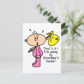 おばあちゃんの家へ行くベビー(ピンク) ポストカード (スタンド正面)