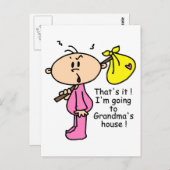 おばあちゃんの家へ行くベビー(ピンク) ポストカード (正面/裏面)