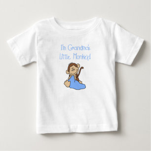 おばあちゃんの小さなサル – 青いTシャツとギフト ベビーTシャツ