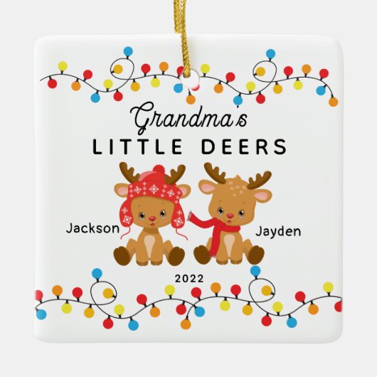 おばあちゃんの小さなデアクリスマスの飾り セラミックオーナメント (正面)