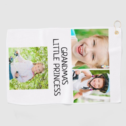 おばあちゃんの小さなプリンセス3写真の孫娘 ゴルフタオル (横)