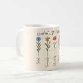 おばあちゃんの小さな愛の庭 – グランドキッズの名前 コーヒーマグカップ (正面左)