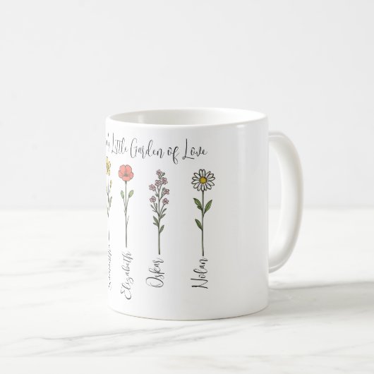 おばあちゃんの小さな愛の庭 – グランドキッズの名前 コーヒーマグカップ (正面右)