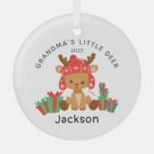 おばあちゃんの小さな鹿クリスマス ガラスオーナメント (正面)