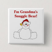 おばあちゃんの居心地の良いクマTシャツとプレゼント 缶バッジ (正面)