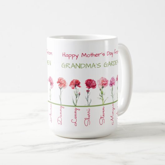おばあちゃんの庭から幸せな母の日 コーヒーマグカップ (正面右)