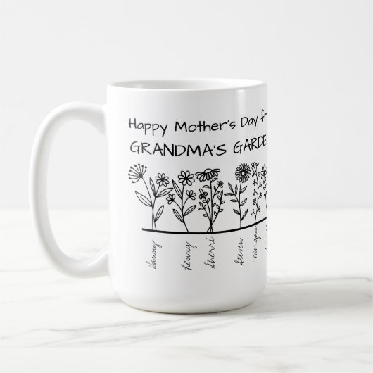 おばあちゃんの庭から幸せな母の日 コーヒーマグカップ (左)