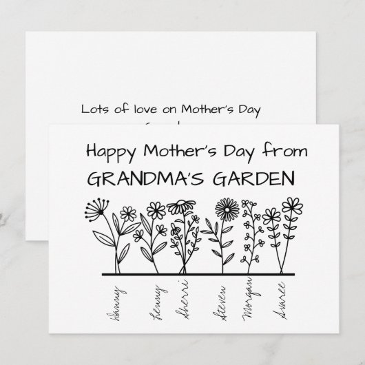 おばあちゃんの庭から母の日のおめでとう シーズンカード (正面/裏面)