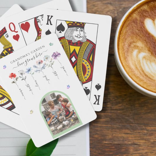 おばあちゃんの庭とグランドキッズの名前Water color トランプ