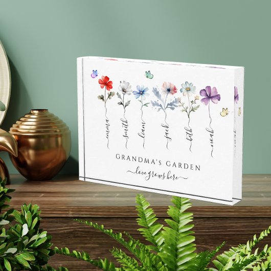 おばあちゃんの庭とグランドキッズの名前Water color フォトブロック