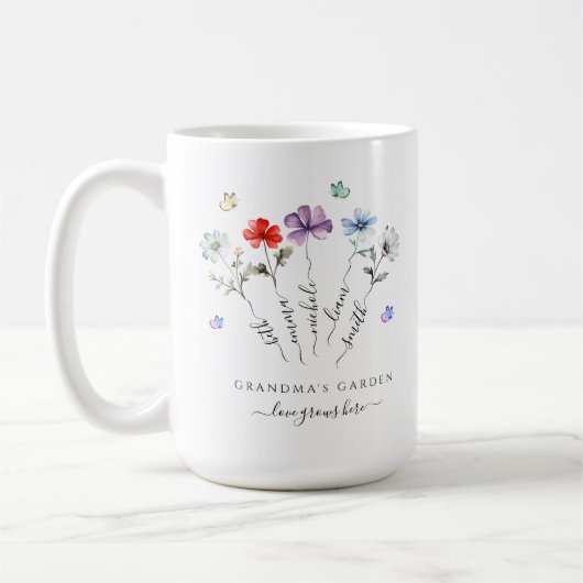 おばあちゃんの庭のおばあちゃん達が山花を名付ける コーヒーマグカップ (左)