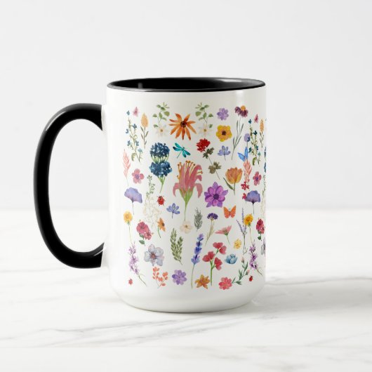 おばあちゃんの庭のマグカップの花パーソナライズされた付き マグカップ (左)