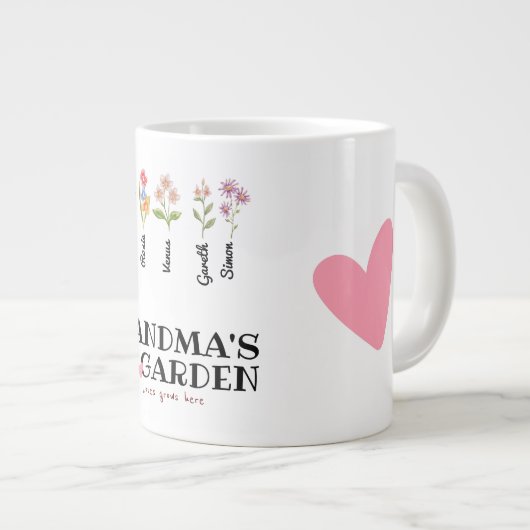 おばあちゃんの庭パーソナライズされたおばあちゃんギフト ジャンボコーヒーマグカップ (正面右)