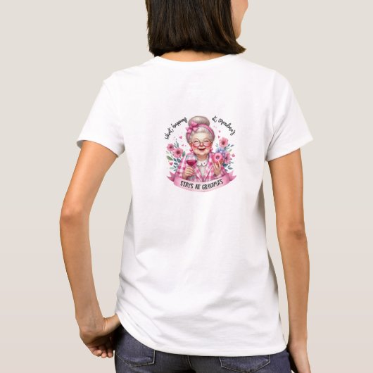 おばあちゃんの引用文おばあちゃんでおもしろい何があったの Tシャツ (裏面)