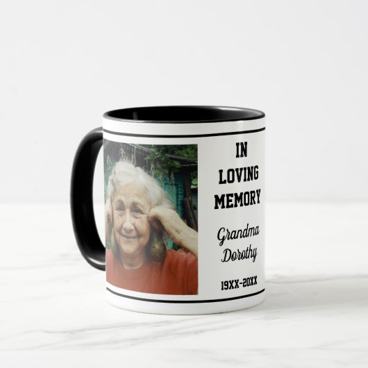 おばあちゃんの思い出を愛する思い出で2枚の写真 マグカップ (正面左)
