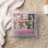 おばあちゃんの恵みフォトコラージピンク&ブルー クッション (ブランケット)