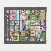 おばあちゃんの恵み27フォトコラージュカスタムカラー フリースブランケット (正面(横))