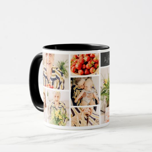 おばあちゃんの愛する思い出モダンの8フォトコラージュ マグカップ (正面左)