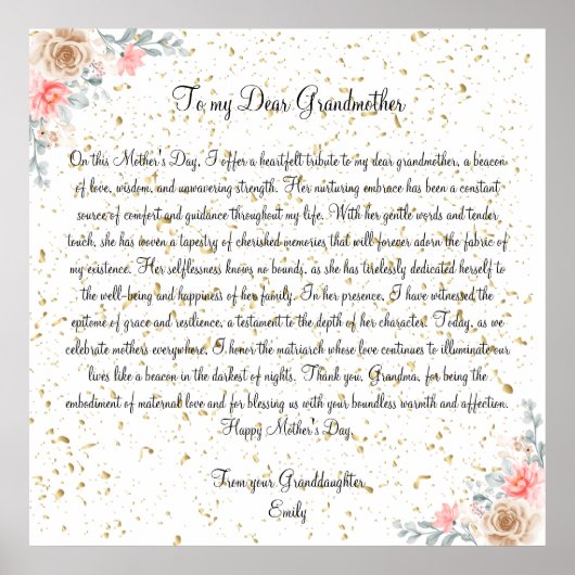 おばあちゃんの愛：母の日おばあちゃんへの献上品 ポスター (正面)