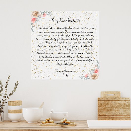 おばあちゃんの愛：母の日おばあちゃんへの献上品 ポスター (キッチン)