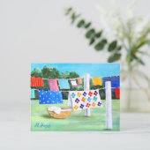 おばあちゃんの手洗い葉書とランドリーカゴ ポストカード (スタンド正面)