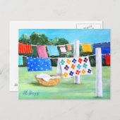 おばあちゃんの手洗い葉書とランドリーカゴ ポストカード (正面/裏面)