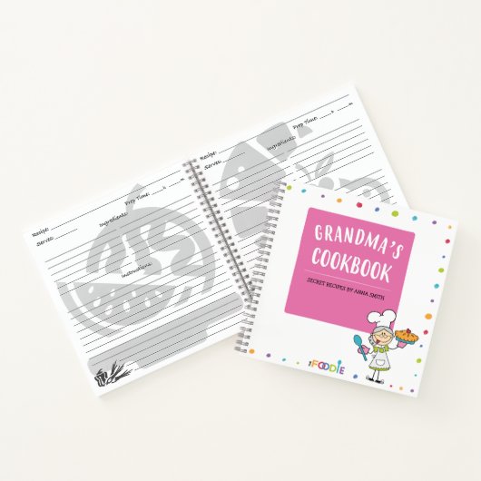  おばあちゃんの料理パーソナライズされた空白のレシピ書 ノートブック (内部)