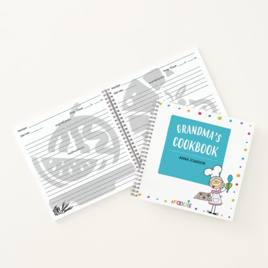 おばあちゃんの料理パーソナライズされた空白のレシピ書 ノートブック (内部)