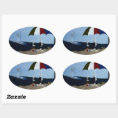 おばあちゃんの日ビーチ 楕円形シール (シート)