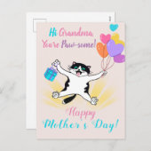 おばあちゃんの母の日かわいい子猫カラフル風船 シーズンポストカード (正面/裏面)