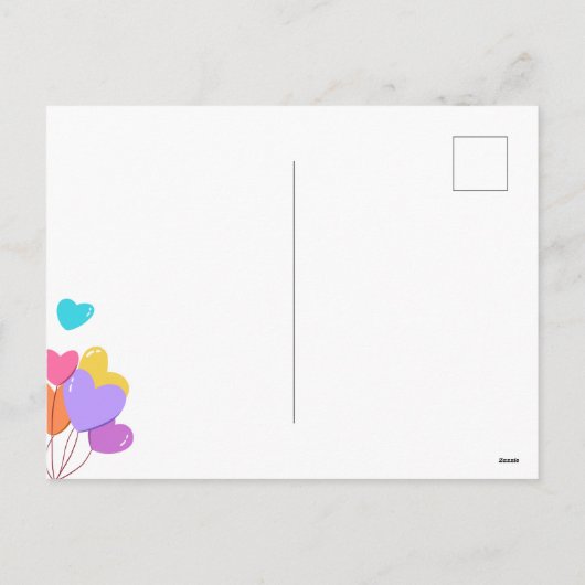 おばあちゃんの母の日かわいい子猫カラフル風船 シーズンポストカード (裏面)