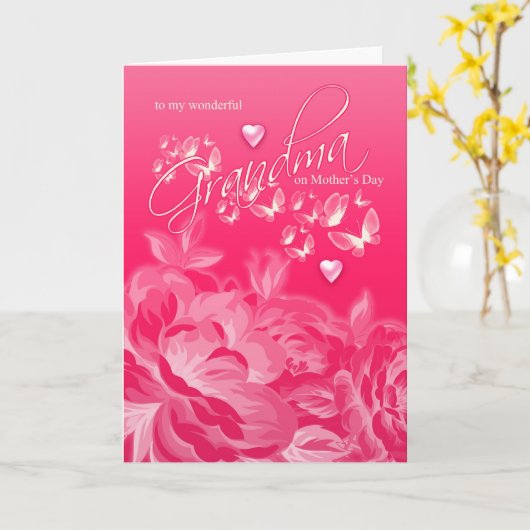 おばあちゃんの母の日のカード花と蝶 カード (黄色い花)