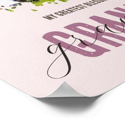 おばあちゃんの母の日の写真グランドキッズの水色 ポスター (角)